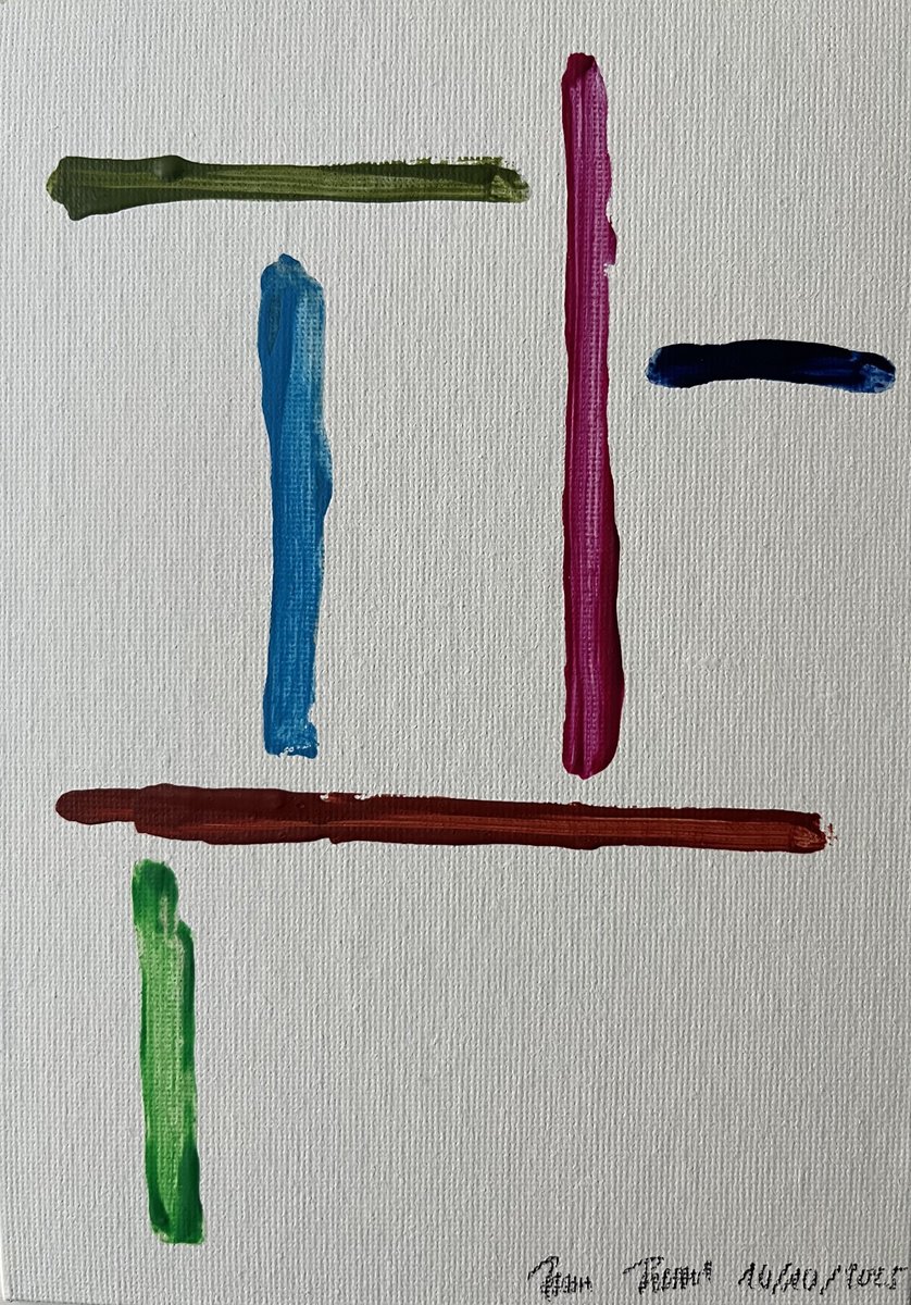 Geometric Abstract Acrylic Painting By Franz Friedel, 6 X 8, Traces Iii, Original Artwork