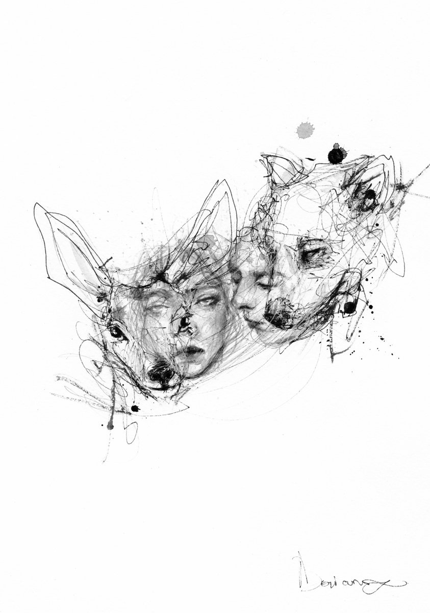 Snack ink drawing doriana popa artfinder