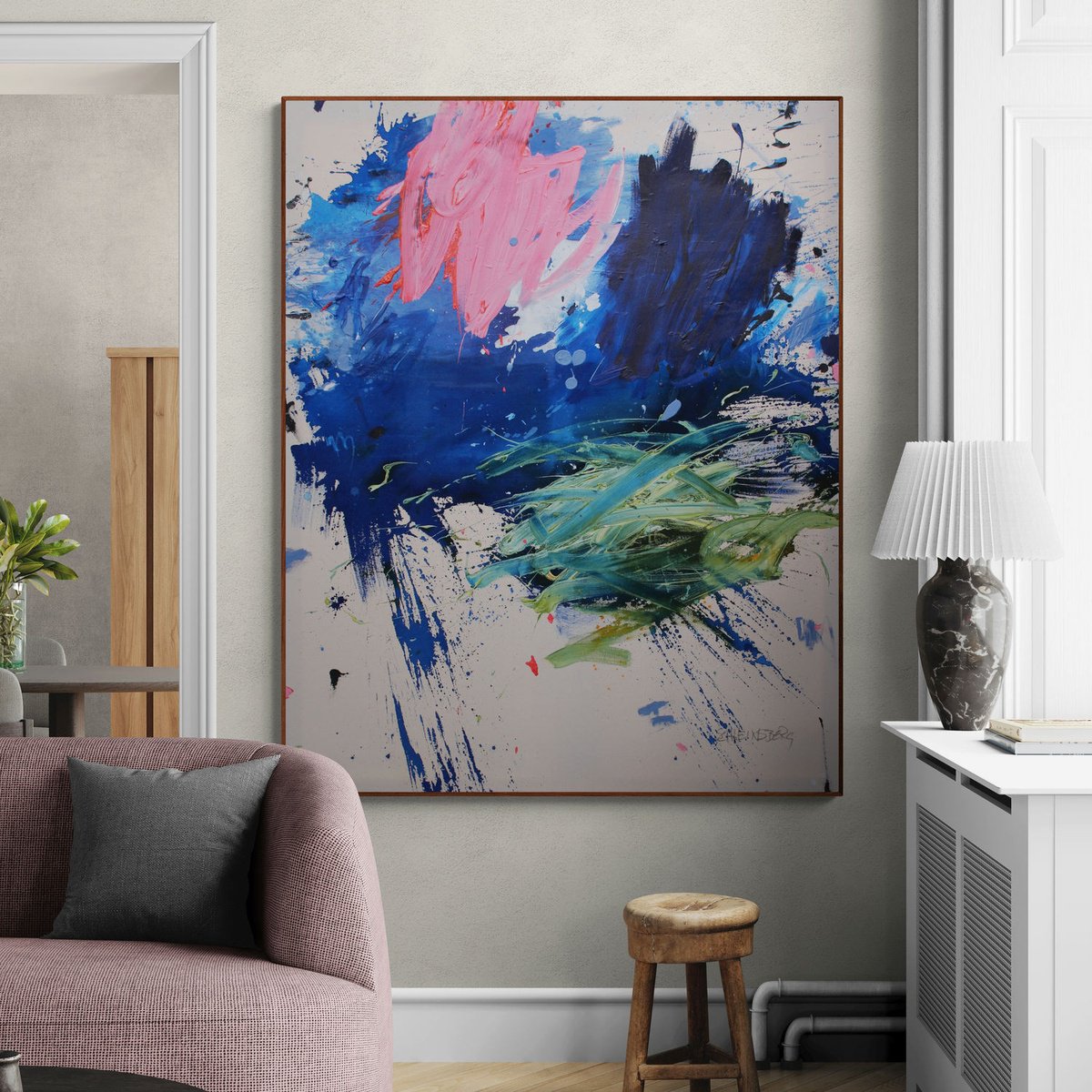 Expressive Abstract Painting By Daniela Schweinsberg, 47 X 59, Watching The Night Sky, Original Artwork