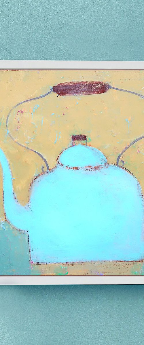 Blue Pot: acrylic painting on linen canvas by Ayna Paisley