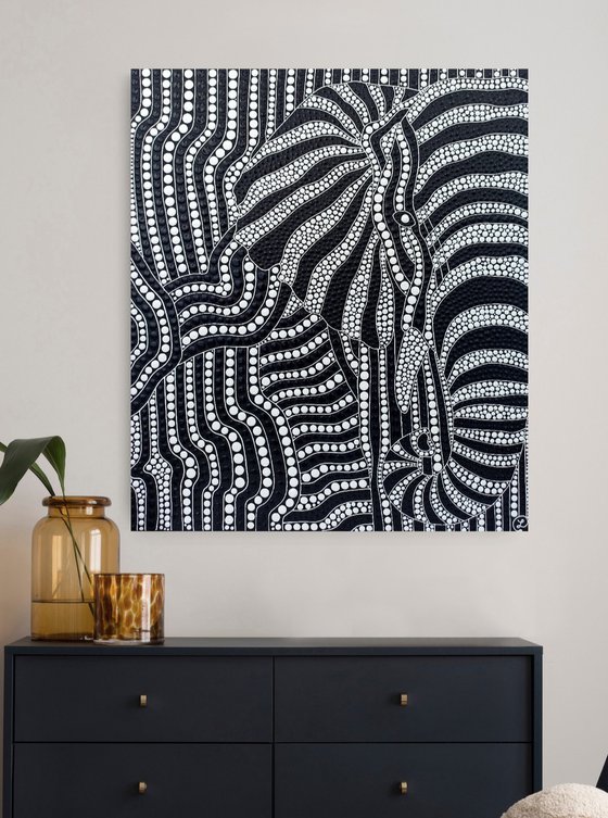 Black and White Abstract Elephant