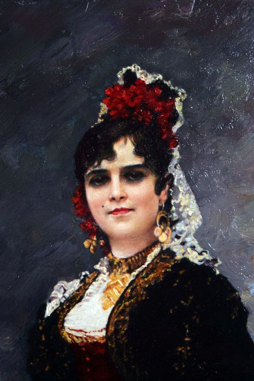 Portrait Spanish Woman in traditionnal dress by GOUYETTE jean-michel
