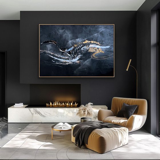 Silver Energy in Black Night