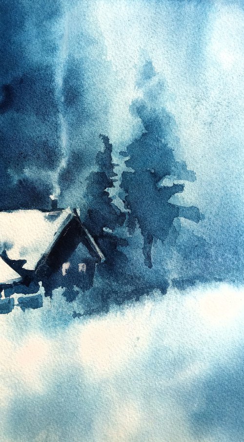 "Winter coziness" Original watercolor painting by Ksenia Selianko