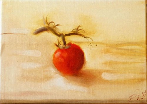 Still Life: The Tomato, oil on canvas 33x24 cm, ready to hang by Frederic Belaubre