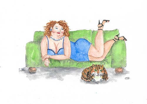 Kitty and a Sexy Lady by MARJANSART