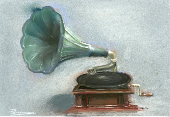 Gramophone (pastel)