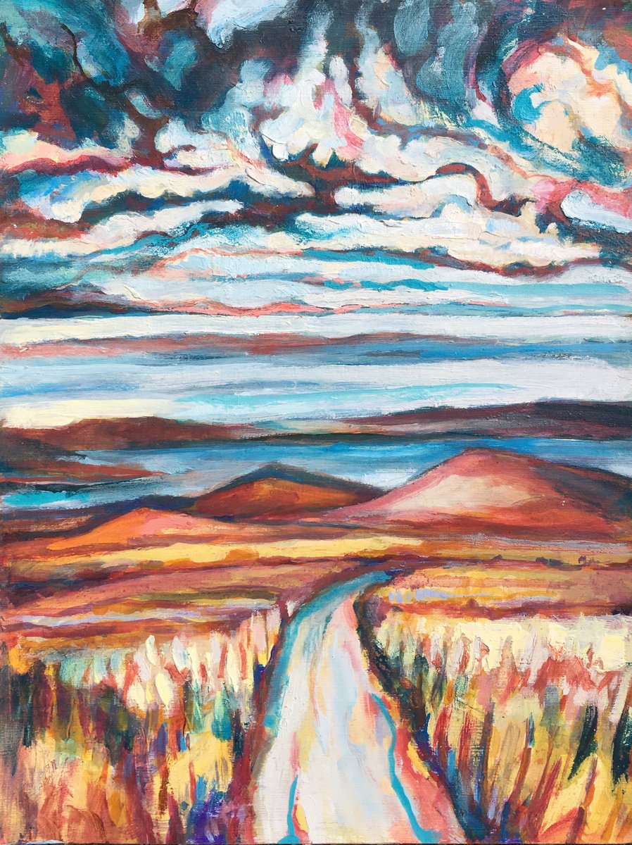 Impressionistic Landscape Oil Painting By Guy Pickford, 12 X 16, Aztec Lake, Original Artwork