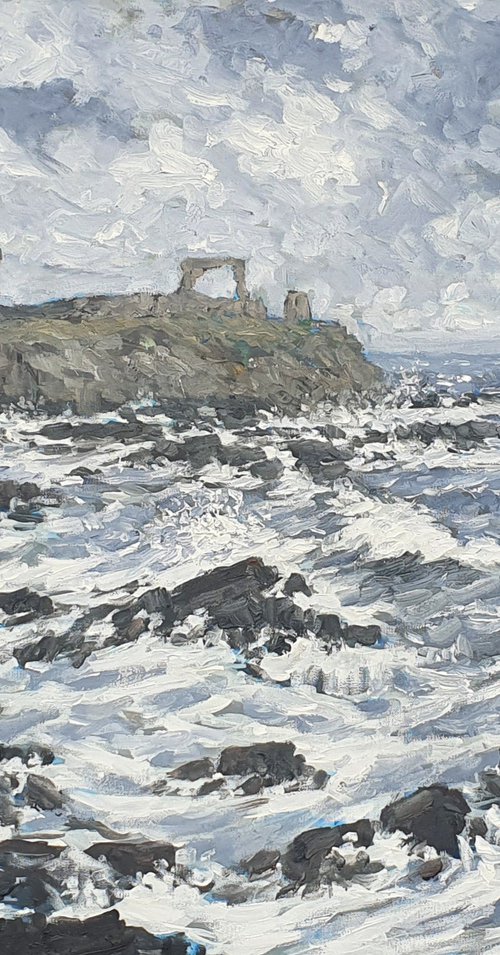 Heavy seas by Newark castle, st monans by Colin Ross Jack