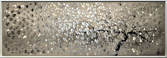 Silvertree  acrylic abstract painting cherry blossoms nature painting framed canvas wall art