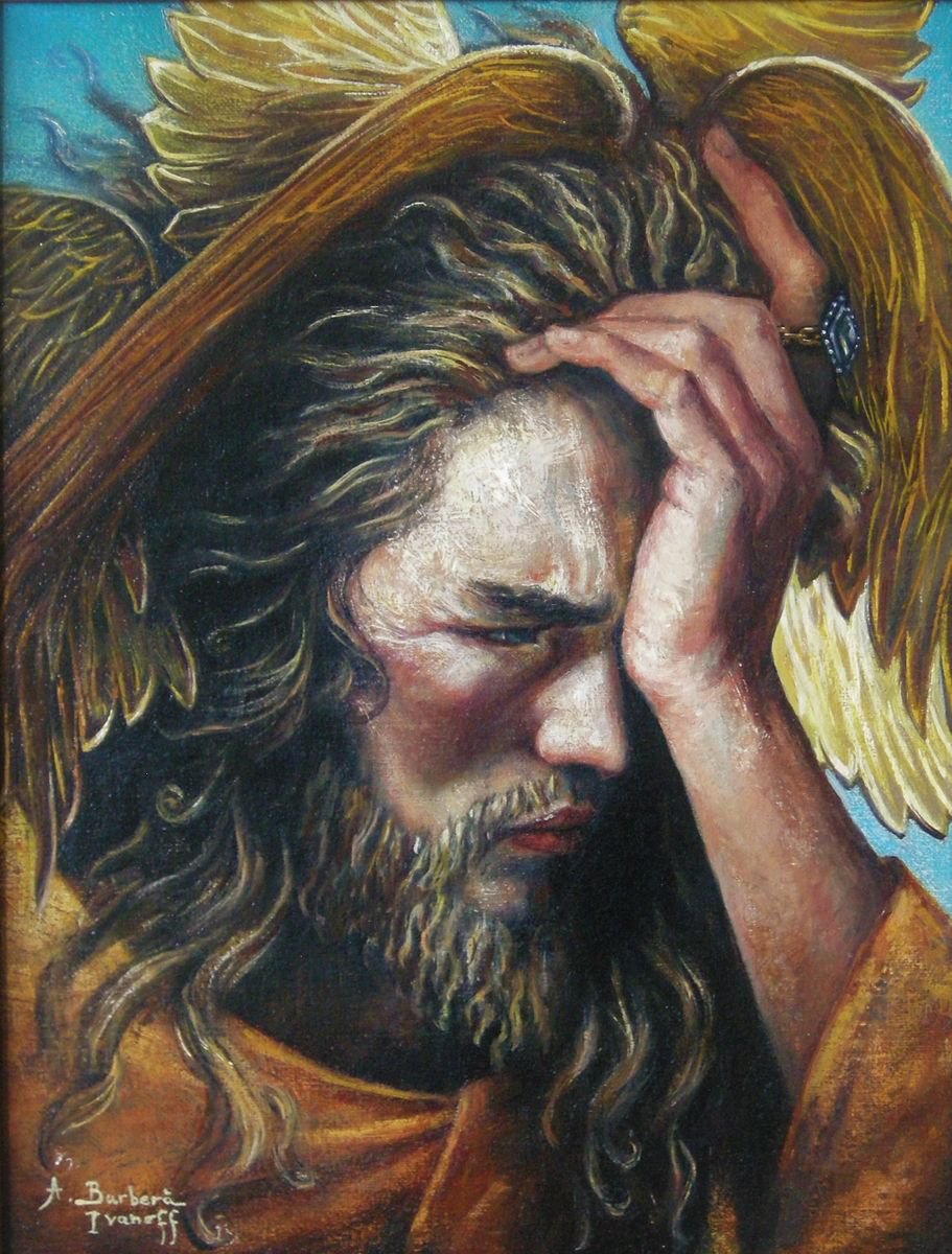 Expressive Portrait Oil Painting By Alexandre Barbera-Ivanoff, 14 X 17, Prometheus, Original Artwork