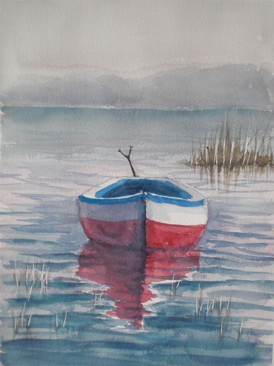 boat in a quiet lake