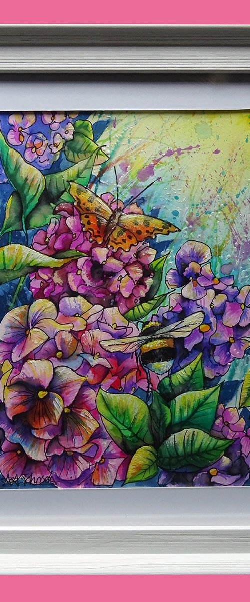 Bee watercolor - 'The butterfly and the bee' by Andrew Alan Johnson