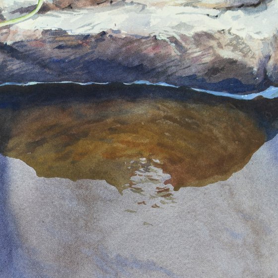 Stone in water original watercolor