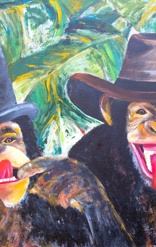 Cheeky Monkeys, Original painting, Ready to hang by WanidaEm by WanidaEm