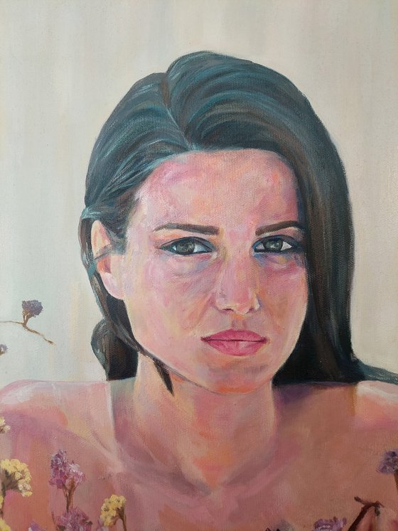 Woman portrait painting-70x70 cm/ 27.5 x 27.5 inches