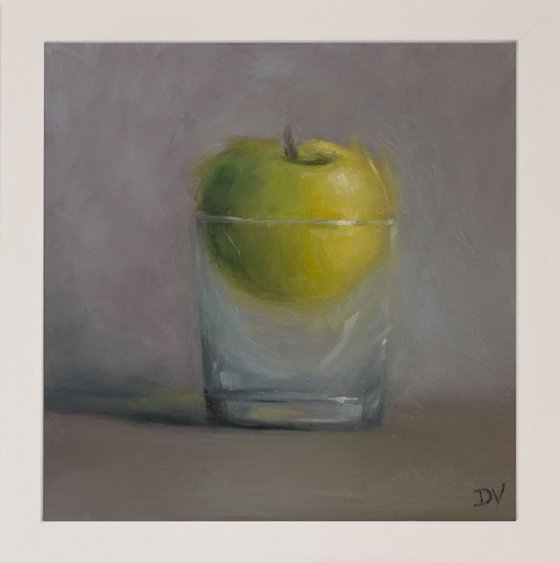 Glass half full #3 - Still life with apple and glass