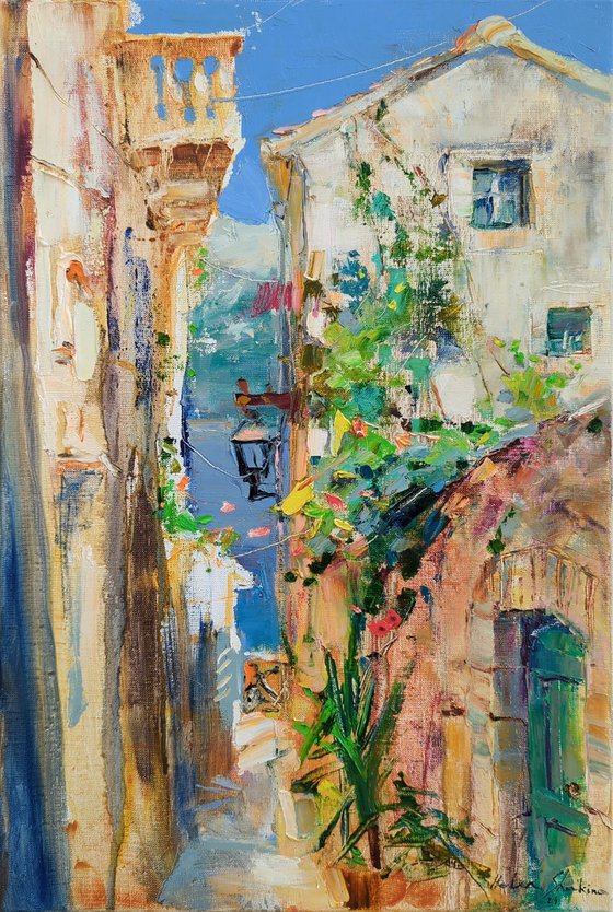 Sunny street in Italian style