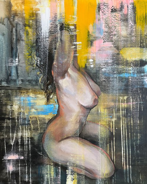 Nude on yellow by Maria Kireev