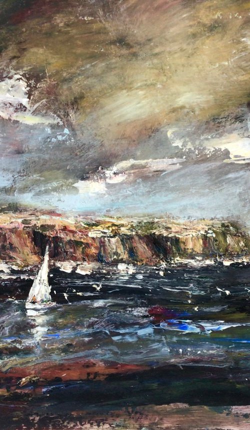 DINAS HEAD UNDER STORM CLOUDS by Roma Mountjoy