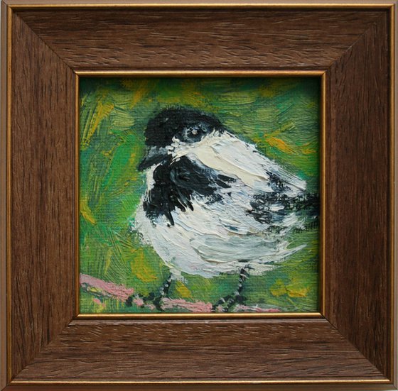 BIRD #4 framed / FROM MY A SERIES OF MINI WORKS BIRDS / ORIGINAL PAINTING