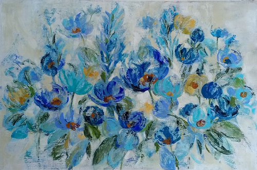 Scattered Blue Flowers by Silvia  Vassileva