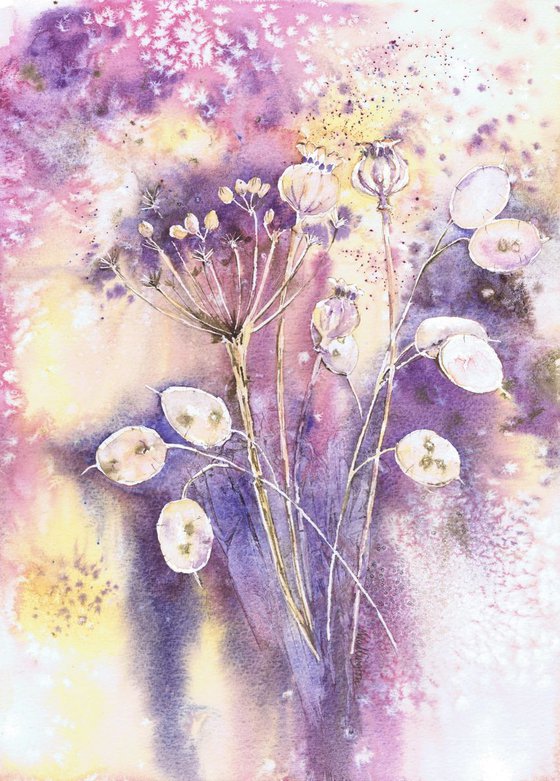 Seed Head Fantasia Watercolour by Michele Wallington Artfinder