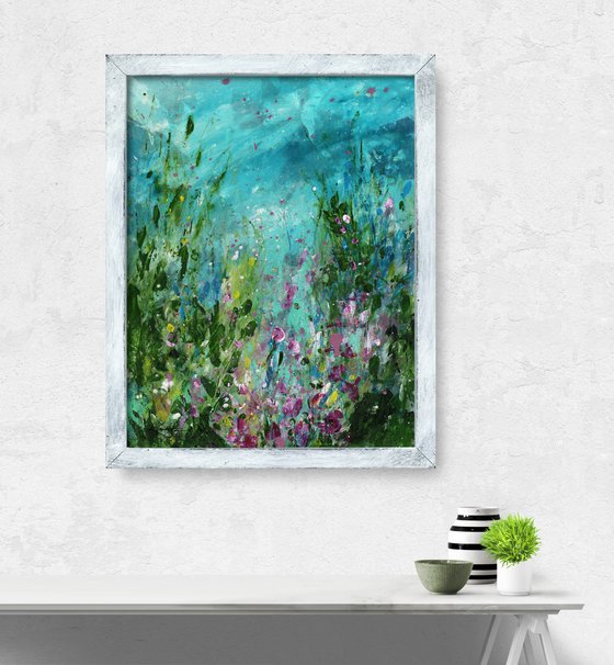 A Meadow Journey 7 - Framed Floral Painting by Kathy Morton Stanion