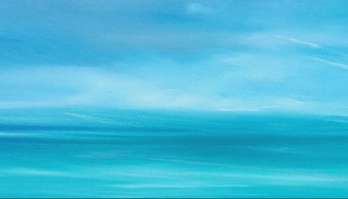 Beside the Seaside 3 - Blue, Panoramic, Cornwall, Scotland, Coast, Seascape by Mel Graham