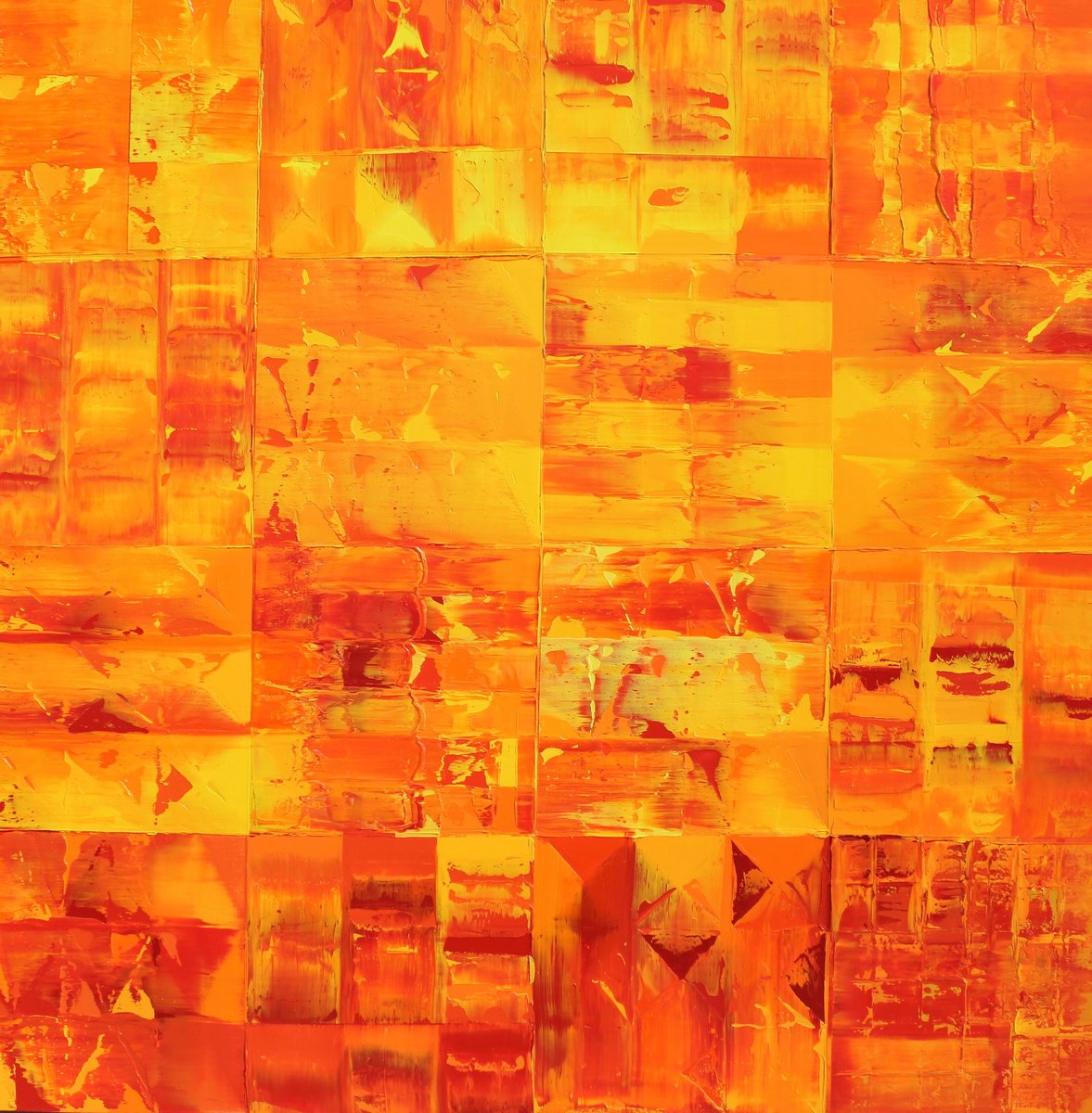 Geometric Abstract Oil Painting By Athaang Art, 48 X 48, Vibrant Energy, Original Artwork