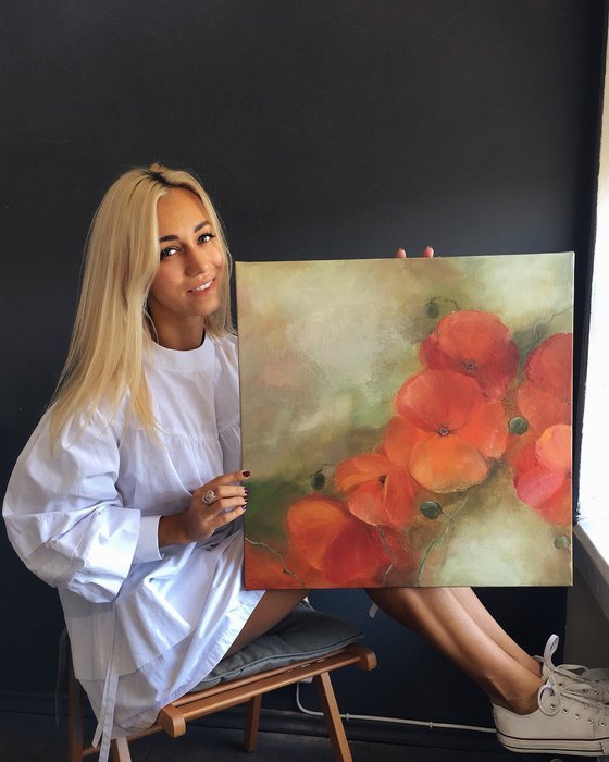 Poppies on Olive