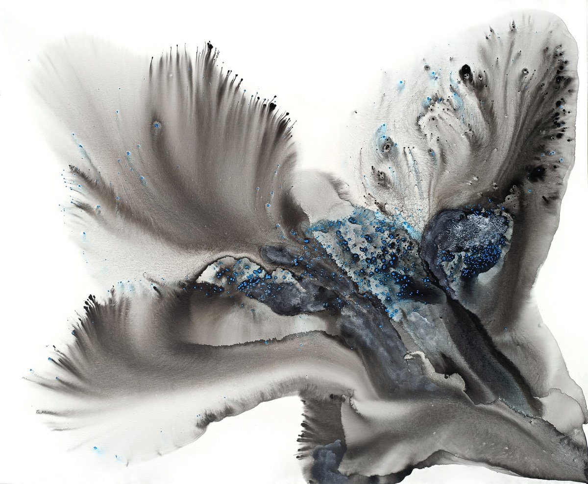 Abstract Botanical Acrylic Painting By Muriel Napoli, 47 X 39", Nature 434, Original Artwork