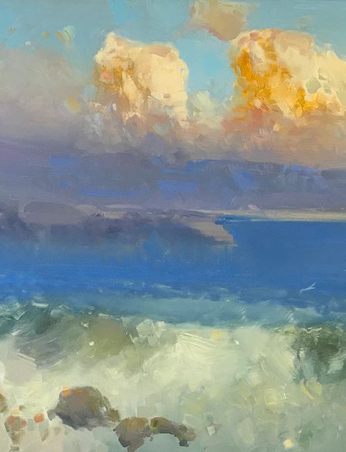 Seascape, Original oil painting, Handmade artwork, Large size, One of a kind Signed by Vahe Yeremyan