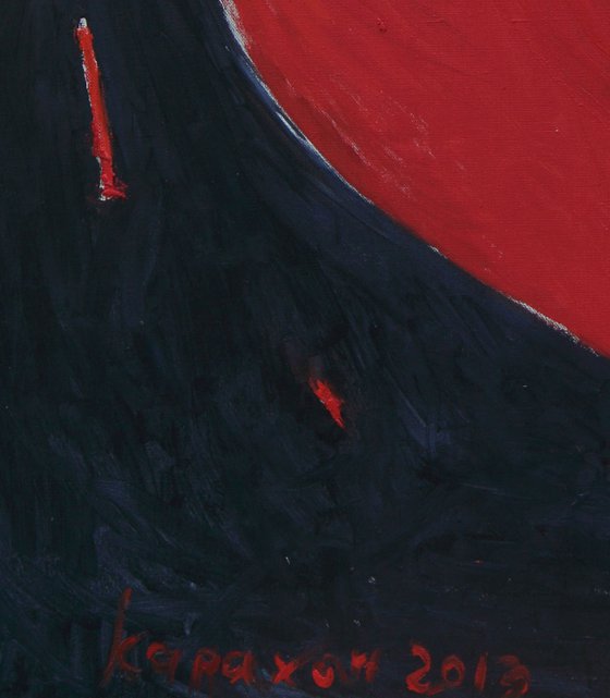 RED HEART - If there is a heart that starts to beat somewhere, There is certainly a reflection of it…  - Abstract interior art, original oil painting, red black colour, love lovers passion - XXL large size, Valentine