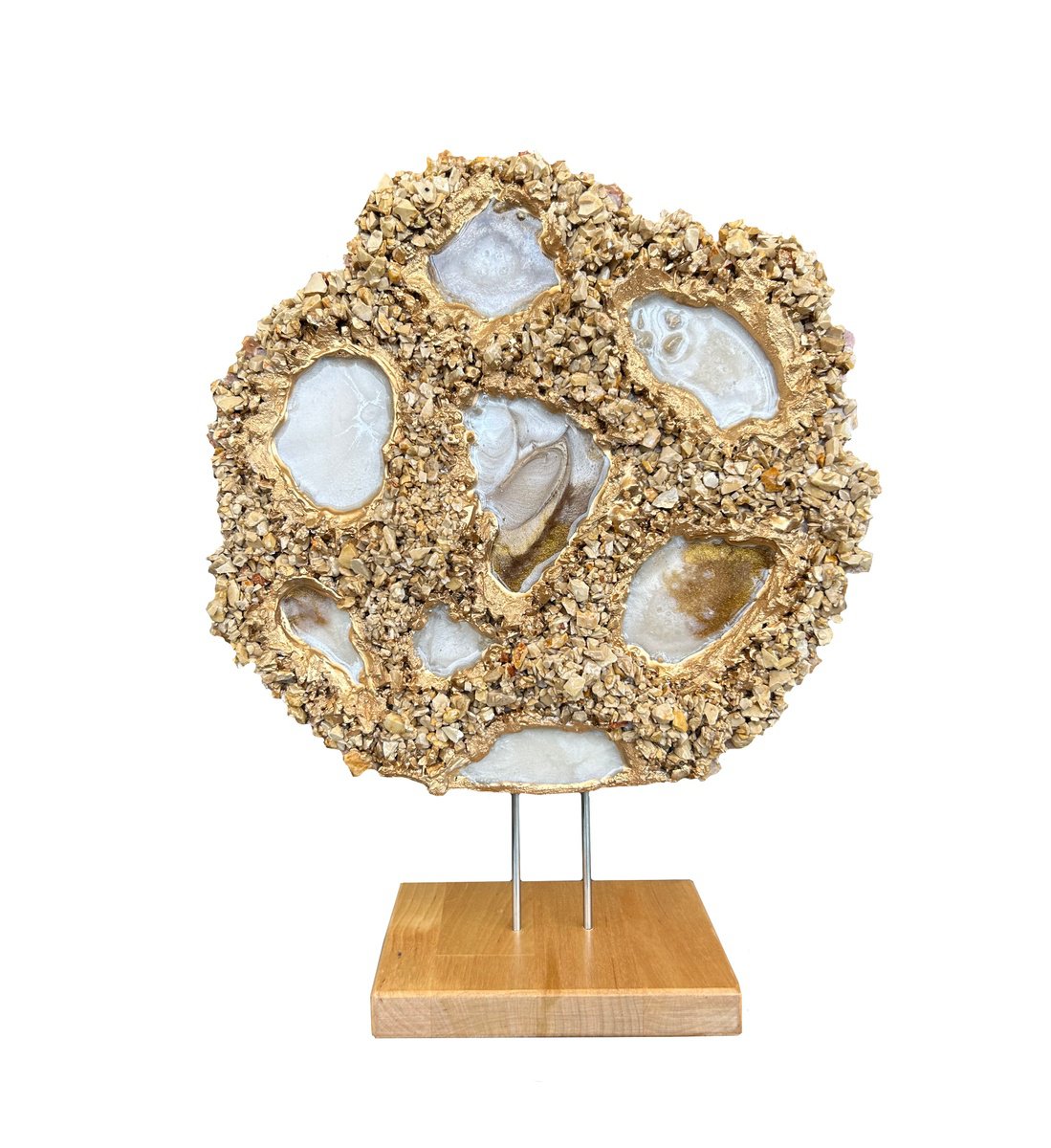 Abstract Sculpture By Alexandra Dobreikin, 12 X 14, Golden Honeycomb., Original Artwork