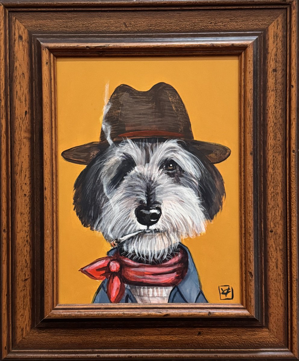 Surrealistic Animal Acrylic Painting By Victoria Coleman, 10 X 12", Make My Day, Original Artwork