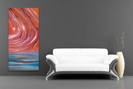Karma - 40x80 cm,  Original abstract painting, oil on canvas