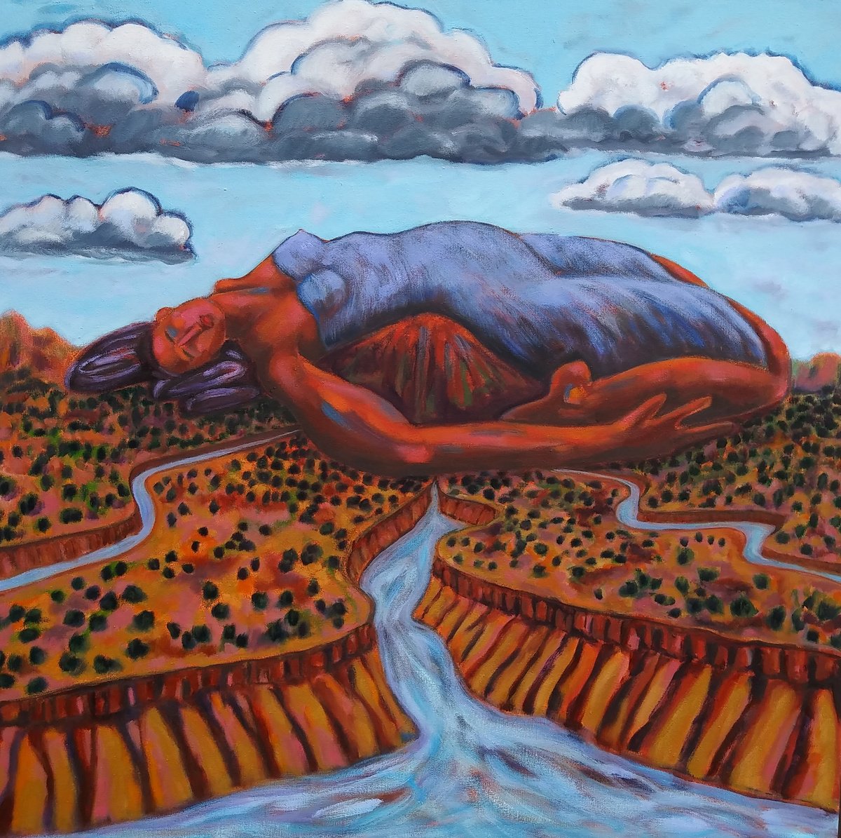 Impressionistic Portrait Oil Painting By Lorie Schackmann, 32 X 32", Nacimiento, Original Artwork