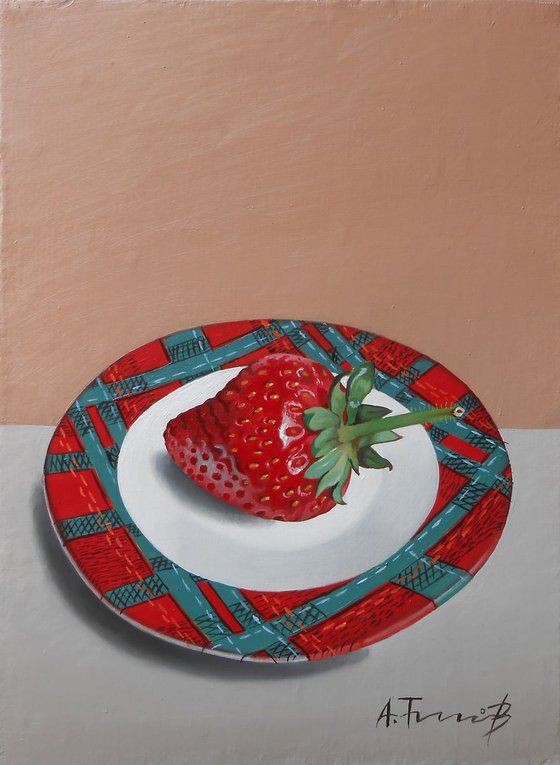 Still Life with a Strawberry on a Plate
