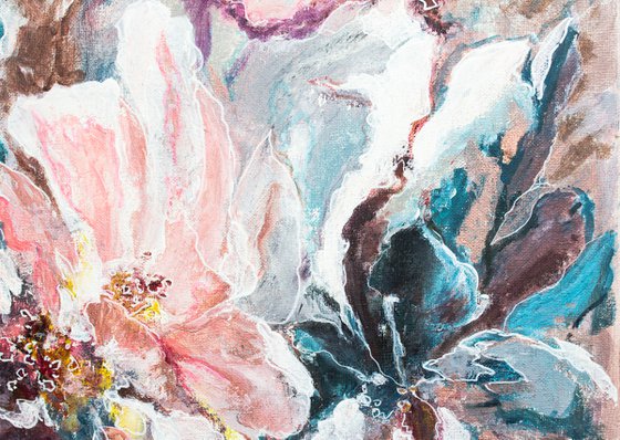 Impressionistic Flower painting in Acrylic LOVE MESSAGE
