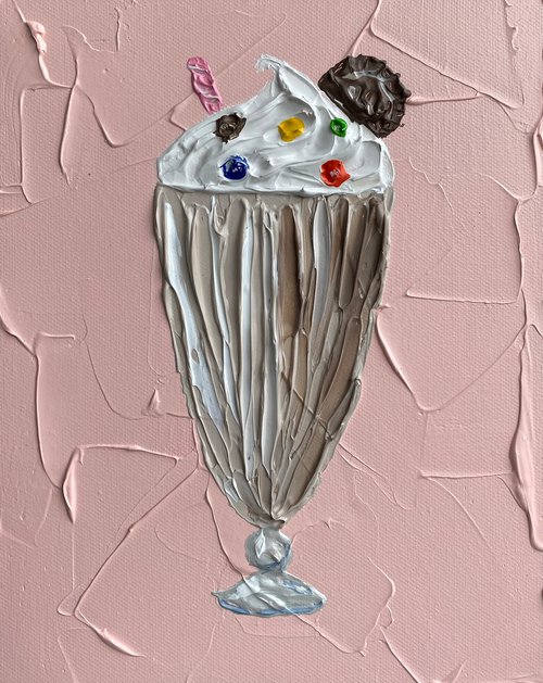 Chocolate milkshake on pink by Guzaliya Xavier