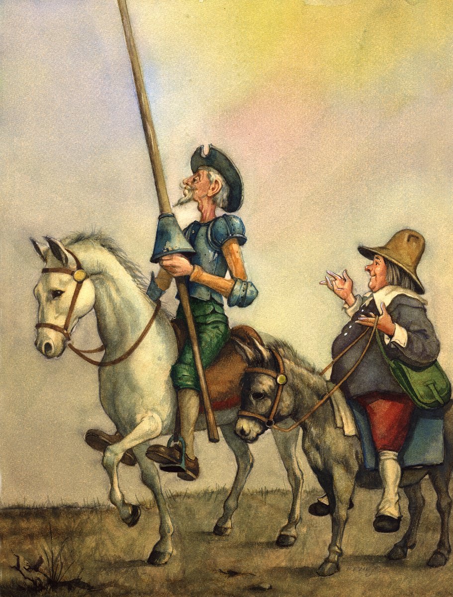 Impressionistic Watercolour , Don Quixote And Sancho Panza By Reme Jr., 13 X 16, Artwork For Sale On Artfinder