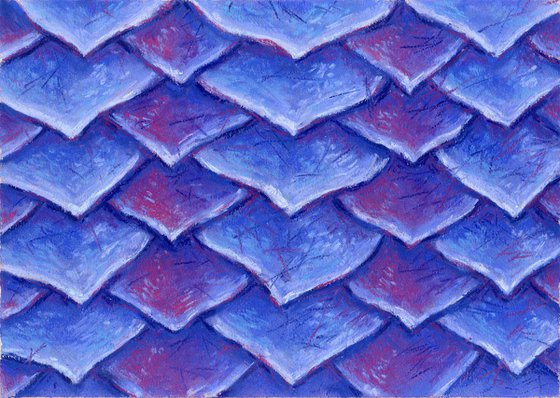 Pastel dragon scales - abstract blue art