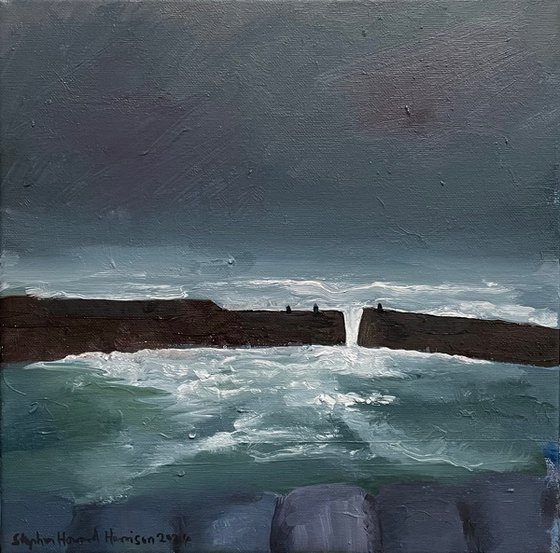 'Cellardyke harbour, dark sky'