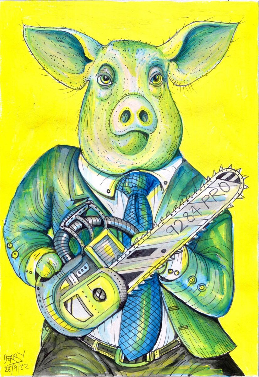Pig Surprise (Slaughterhouse) - Surreal Animal Art by Spencer Derry ART