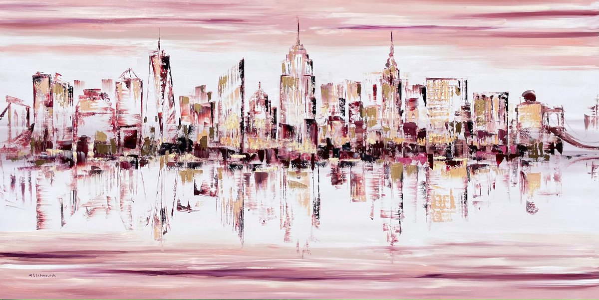 Golden New York abstract by Tanya Stefanovich