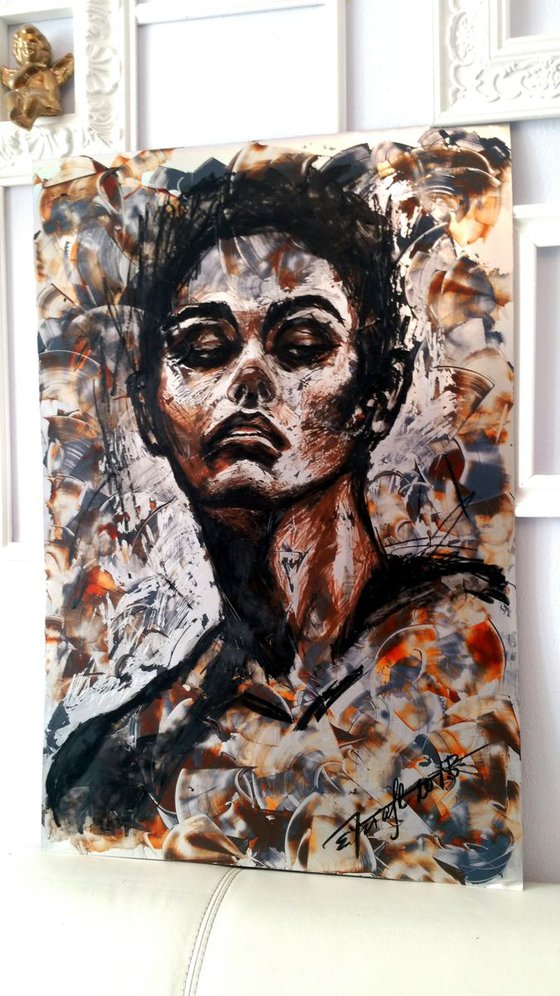 "Scratched soul"Original acrylic painting on aluminium panel 49x74x0,1cm