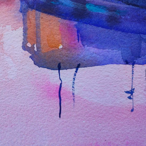 Sunset on the Lake — Watercolor Painting