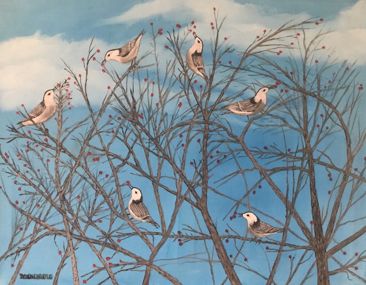 Impressionistic Animal Oil Painting By Leslie Dannenberg, 28 X 22", Feeding Frenzy, Original Artwork