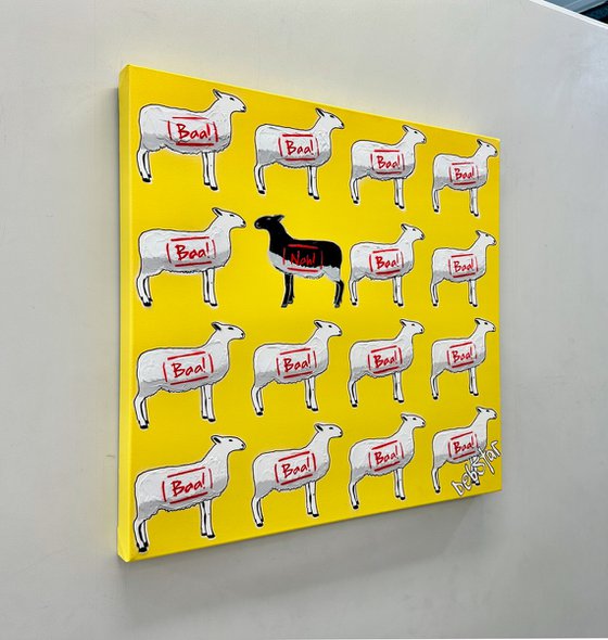 The Black Sheep - Yellow 61cm x 61cm